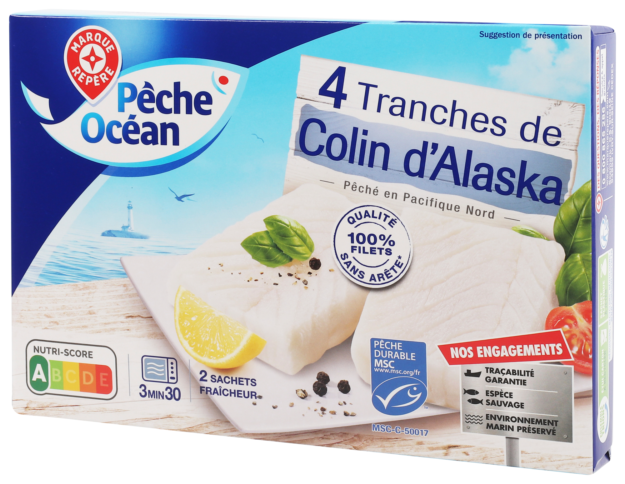 TRANCHES DE COLIN D'ALASKA X4 MSC SURGELÉES