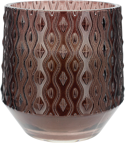 BOUGIE DANS VERRE CONIQUE ROSE NUDE 
OU DIAMANT POURPRE