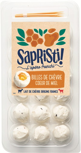 BILLES DE CHÈVRE FOURRÉES AU MIEL 17% MAT. GR.