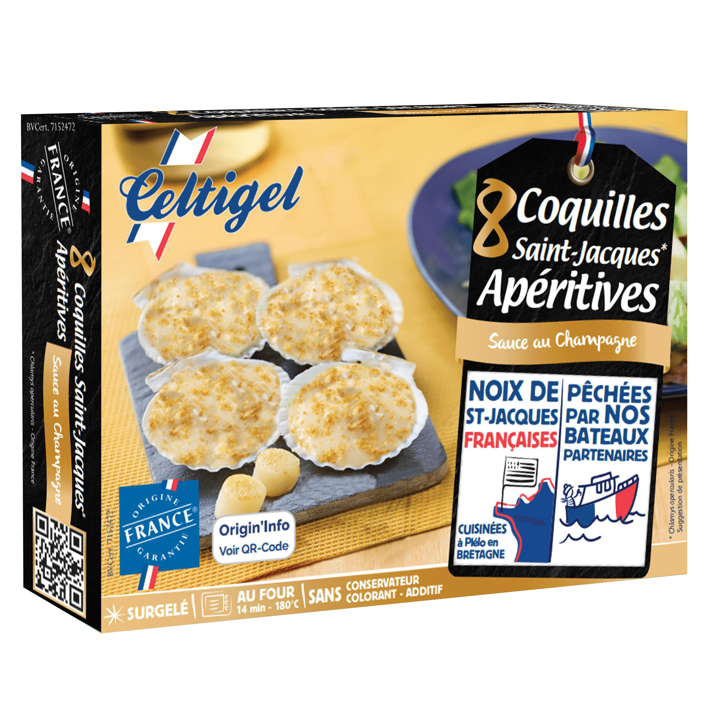 8 COQUILLES SAINT-JACQUES** APÉRITIVES FROMAGE AIL&FINES HERBES BOURSIN SURGELÉES