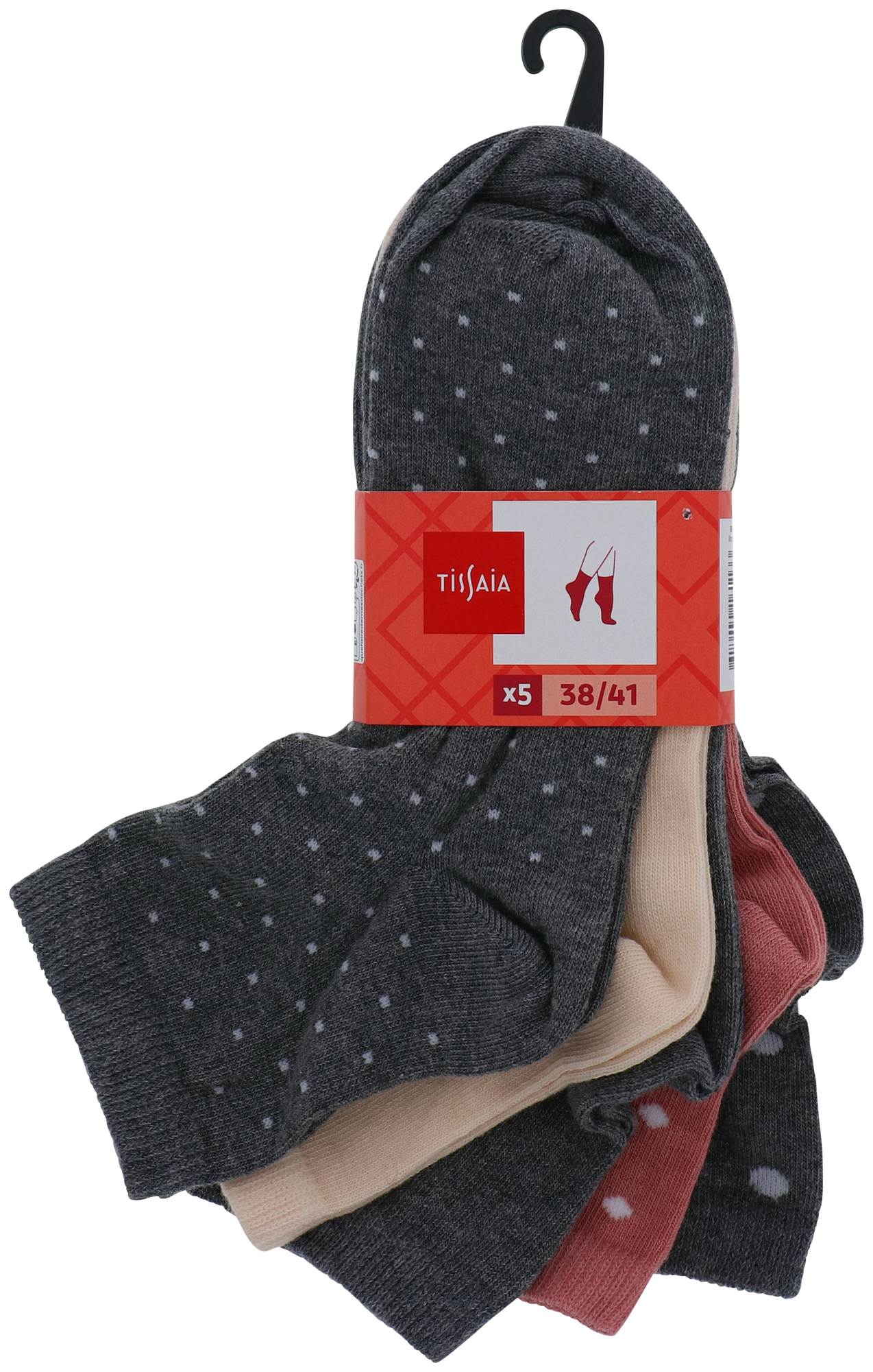 LOT DE 5 PAIRES DE SOCQUETTES FANTAISIE FEMME
