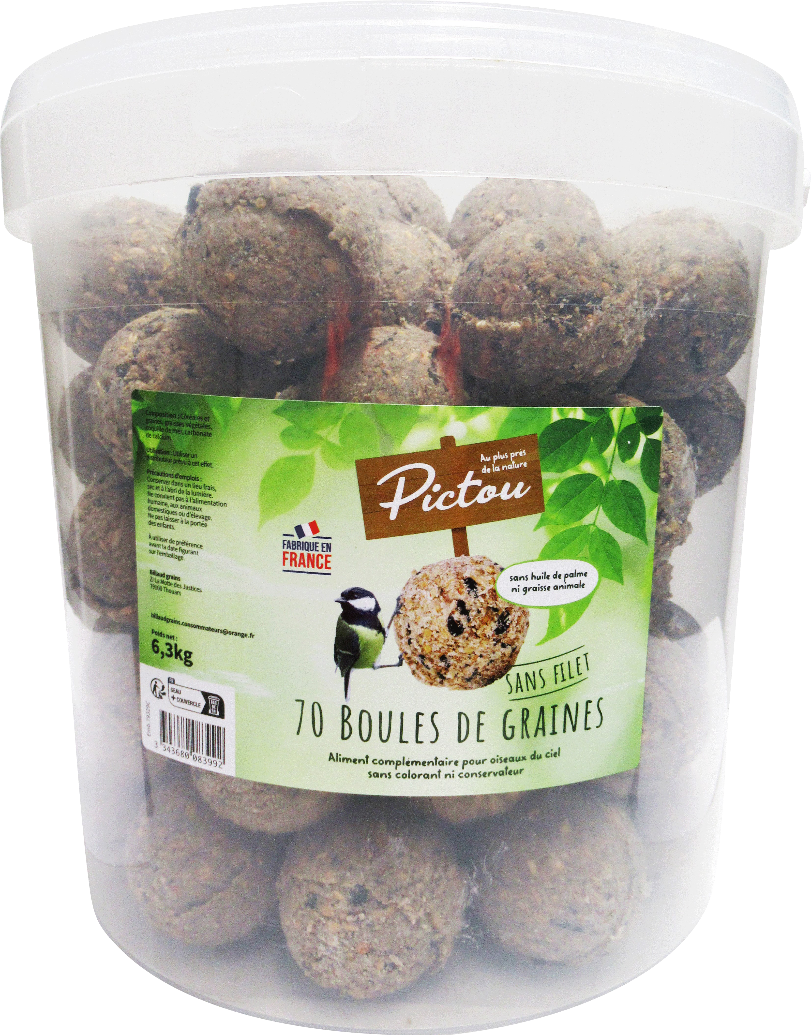 SEAU DE 70 BOULES DE GRAINES