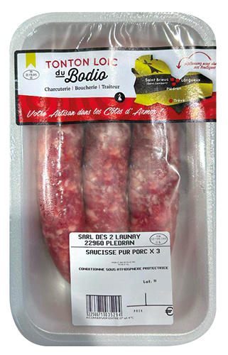 SAUCISSES PUR PORC X3