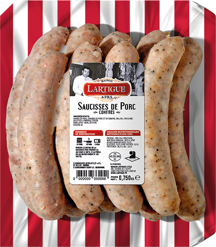 SAUCISSES DE PORC CONFITES