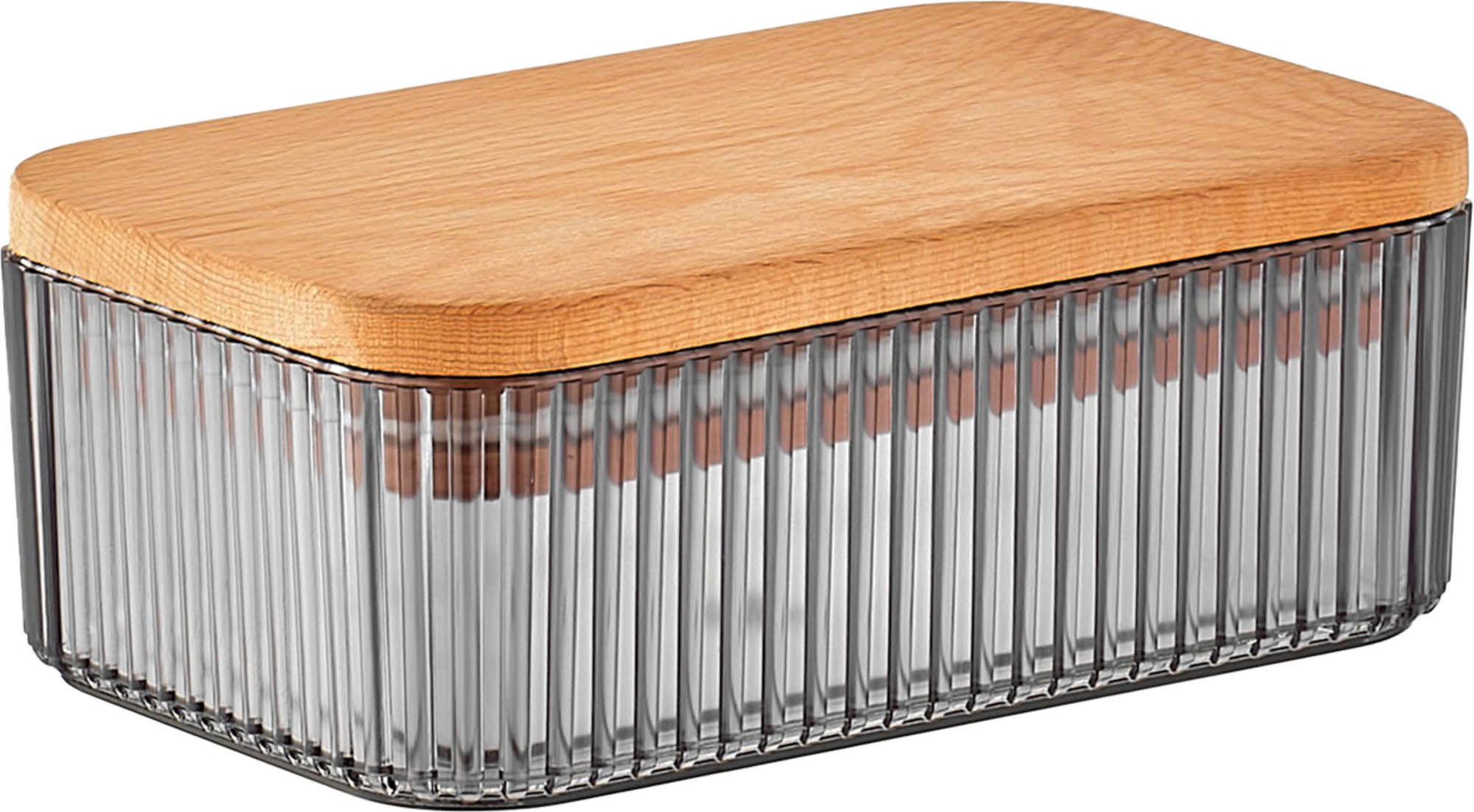 BOÎTE GRISE STRIÉE AVEC COUVERCLE