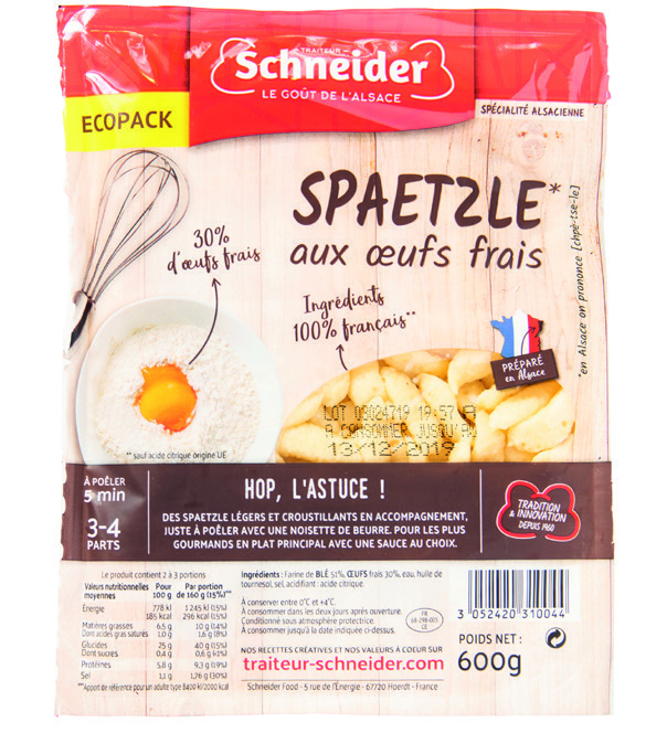 SPAETZLE OU KNEPFLE AUX OEUFS FRAIS 