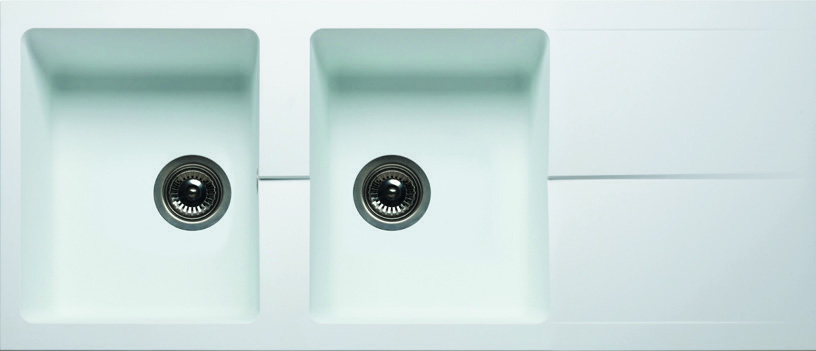 EVIER TECTO BLANC 2 CUVES + 1 EGOUTTOIR