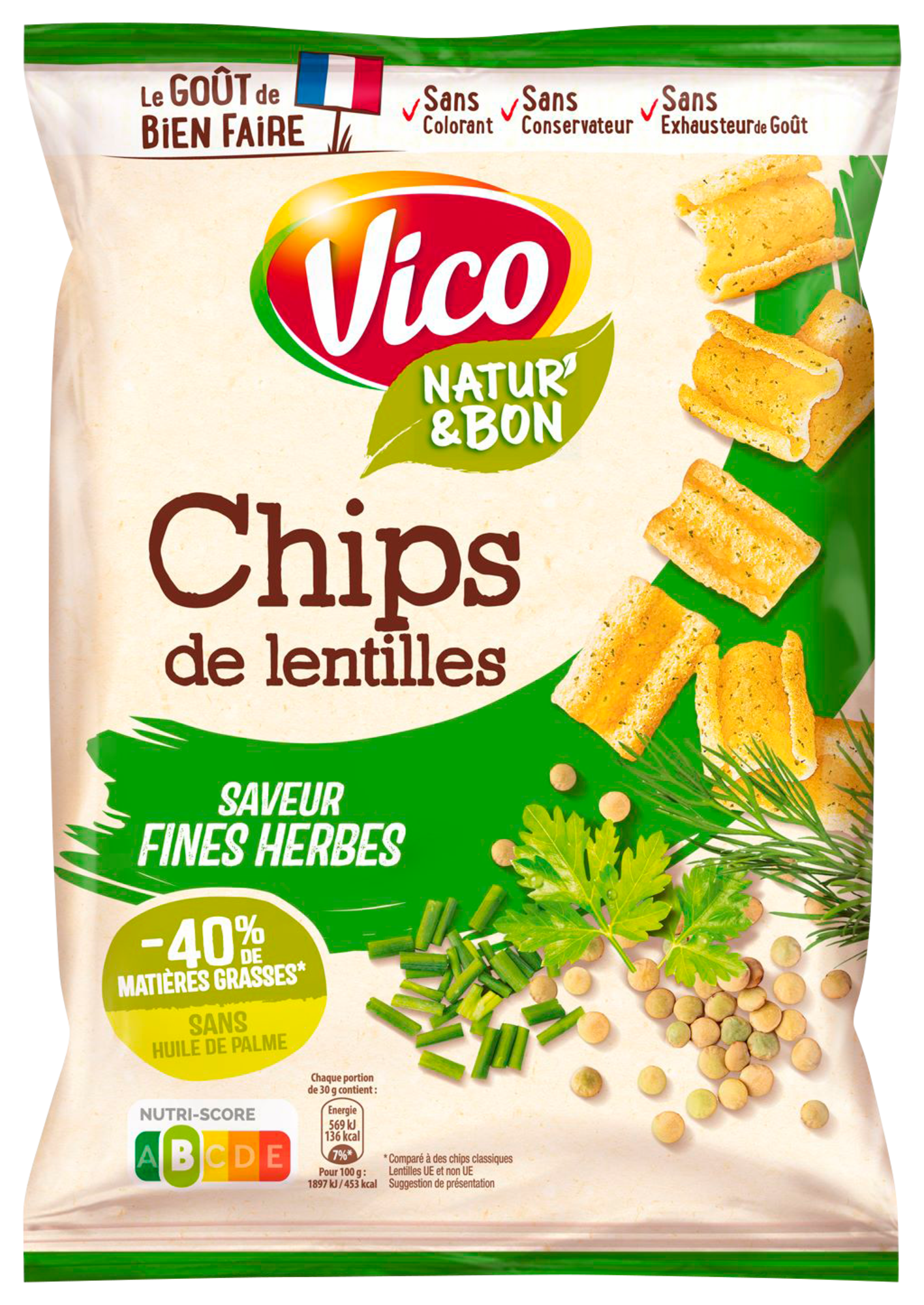 CHIPS DE LENTILLES NATUR'&BON