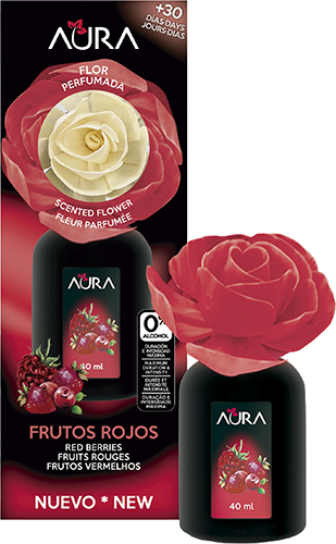 DIFFUSEUR FLEUR PARFUMÉE FRUITS ROUGES 
OU FRAISE & CRÈME