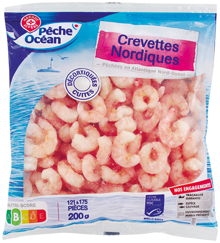 CREVETTES NORDIQUES DÉCORTIQUÉES CUITES MSC SURGELÉES