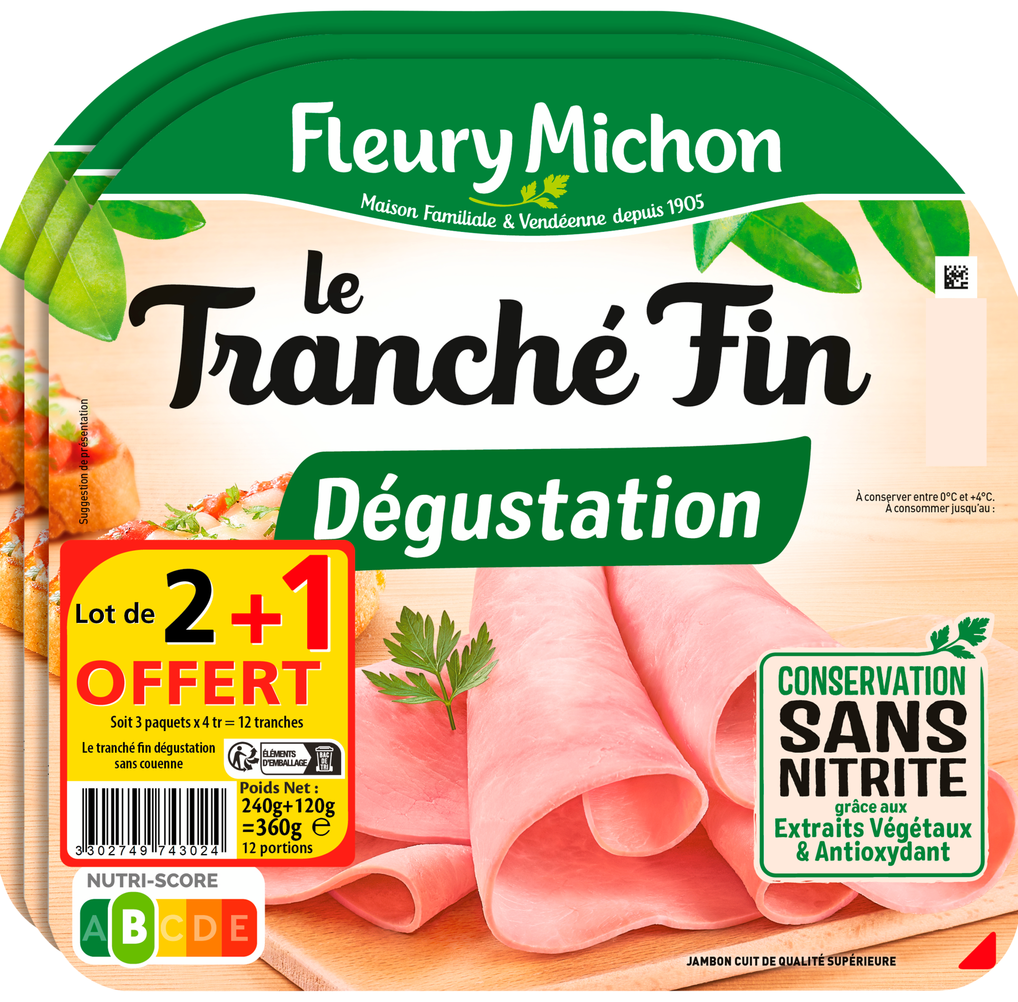Jambon le tranché fin dégustation conservation sans nitrite
