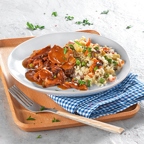 PORC AU CARAMEL ET SON RIZ CANTONAIS