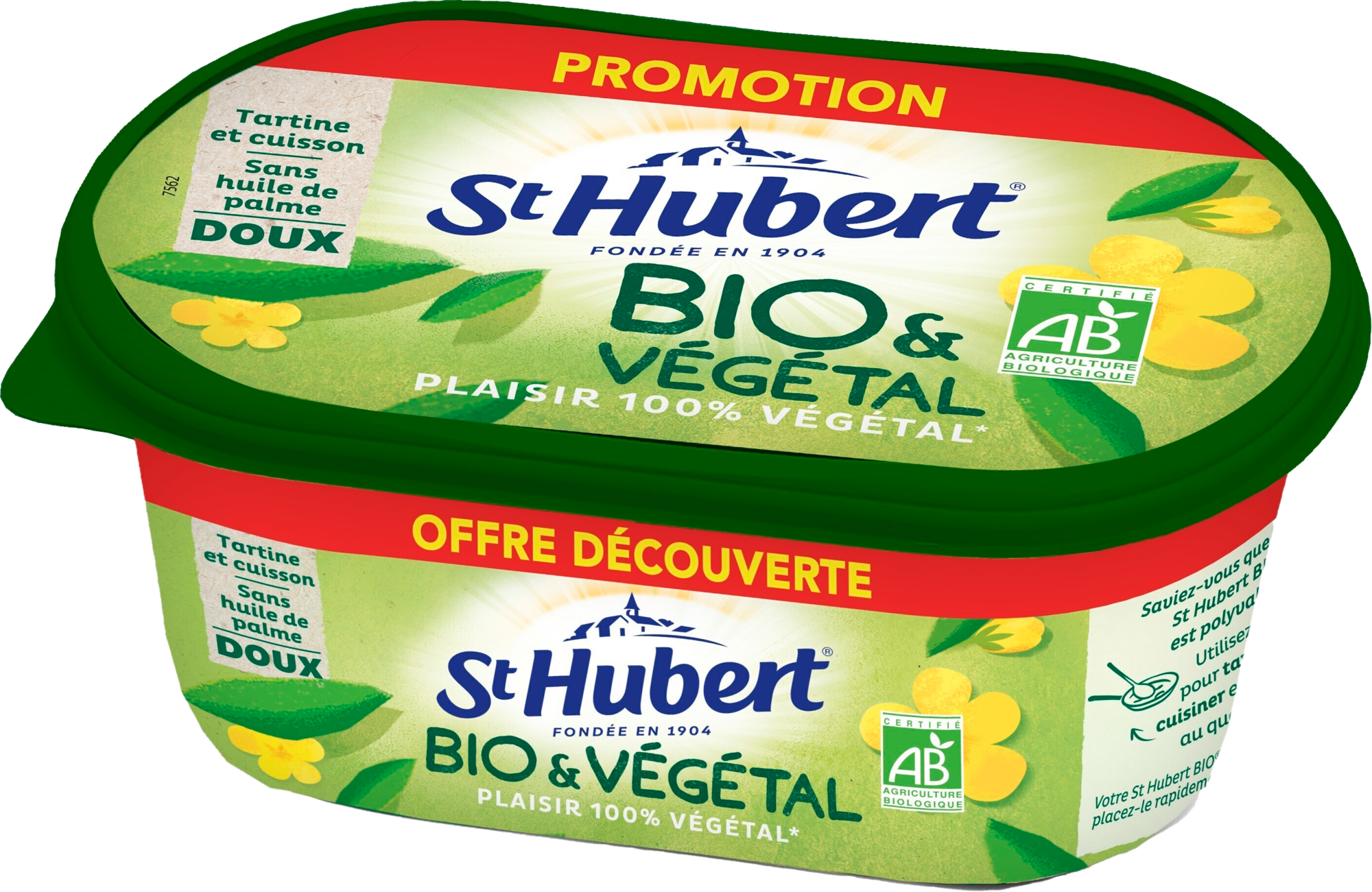 St hubert bio & végétal sans huile de palme doux 55% Mat. Gr. offre découverte
