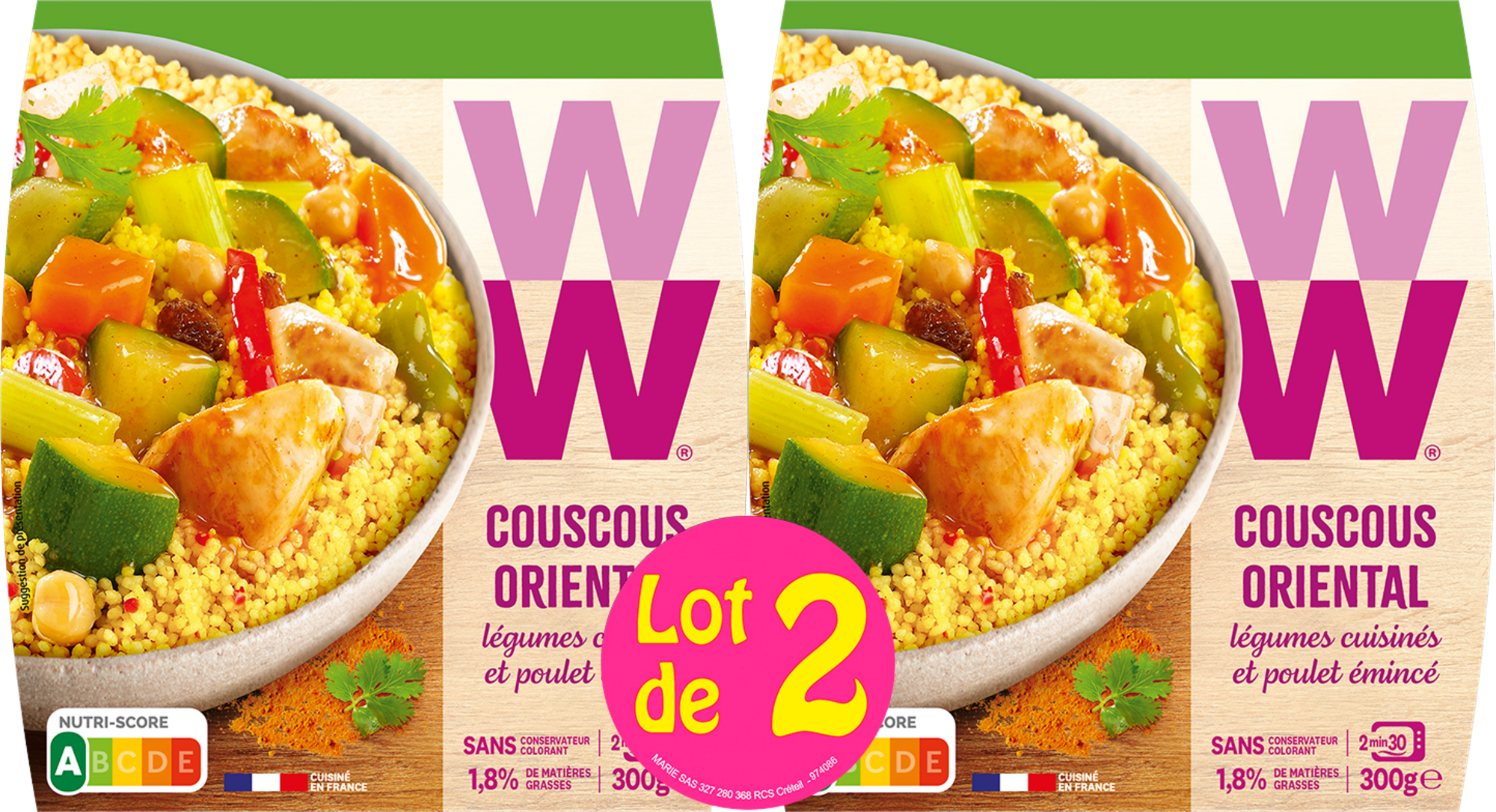 Couscous Oriental légumes cuisinés et poulet émincé 1,8% Mat.Gr.