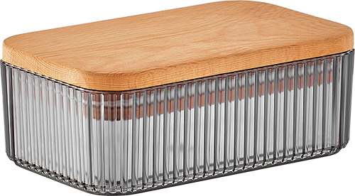 BOÎTE GRISE STRIÉE AVEC COUVERCLE