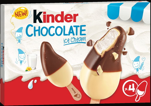 GLACE BÂTONNET KINDER CHOCOLAT AU LAIT DOUBLE ENROBAGE LAIT CHOCOLAT X4
