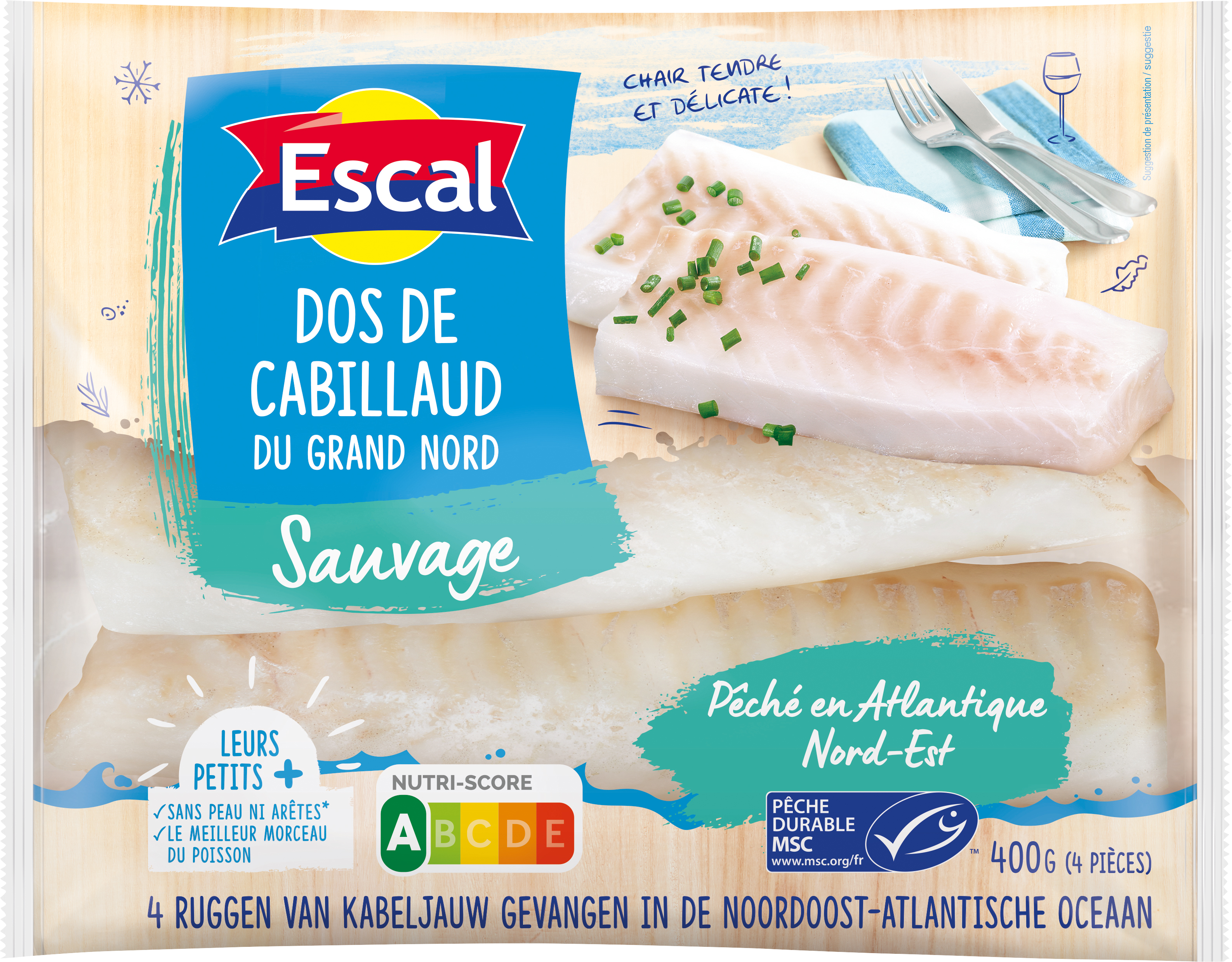 DOS DE CABILLAUD SAUVAGE DU GRAND NORD MSC SURGELÉS