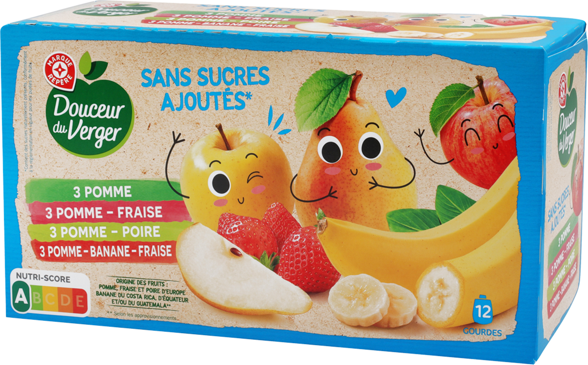 COMPOTES GOURDES PANACHÉES SANS SUCRES AJOUTÉS X12