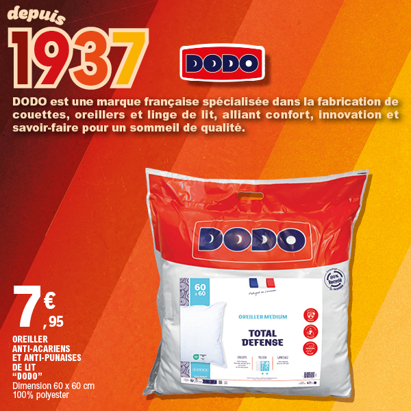 OREILLER ANTI-ACARIENS ET ANTI-PUNAISES