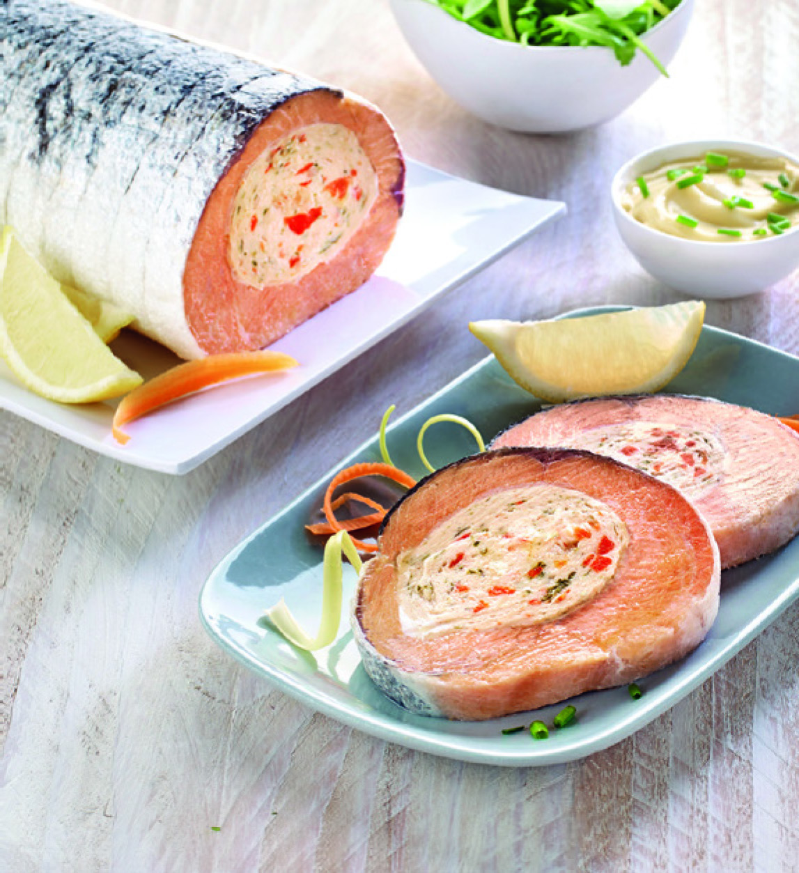 FILET DE SAUMON FARCI À LA MOUSSELINE DE CREVETTES