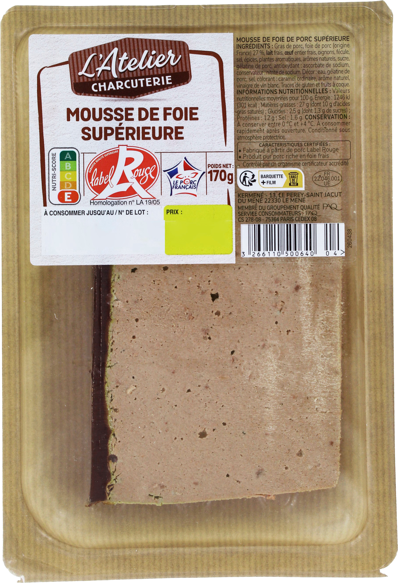 SUR LES PRODUITS PRÉSENTS EN MAGASIN DE LA GAMME “L'ATELIER CHARCUTERIE”