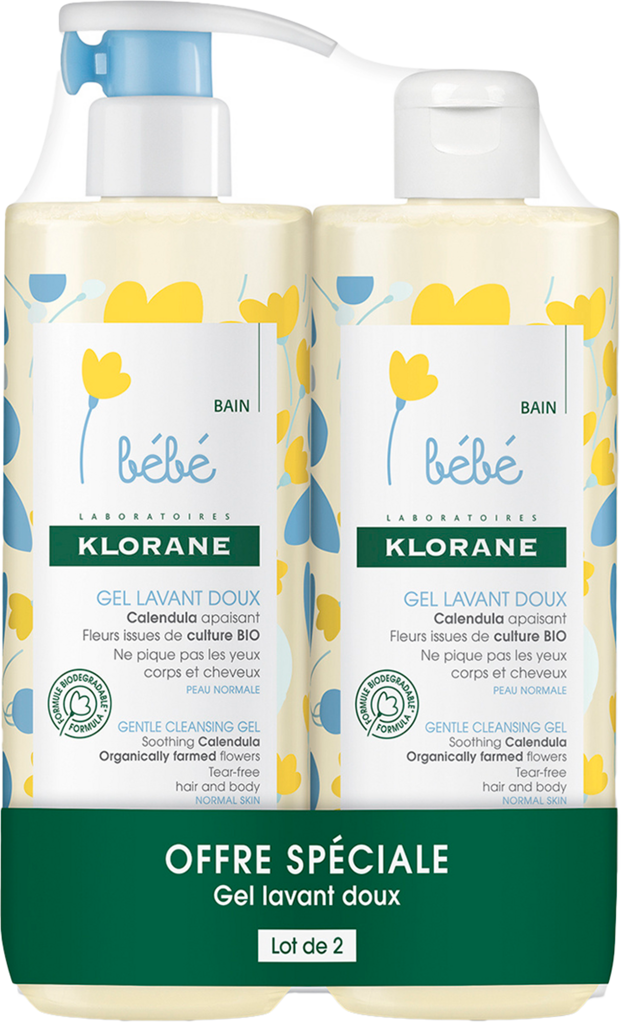 GAMME BÉBÉ FORMATS 500 ML, 750 ML ET 2X500 ML
KLORANE