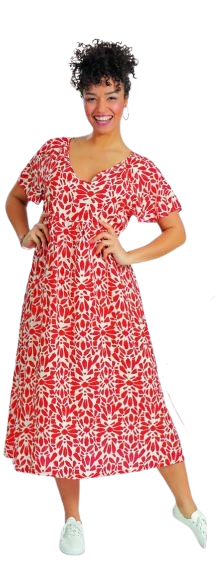 ROBE LONGUE MANCHES RAGLAN DOS NOUÉ IMPRIMÉ ETHNIQUE