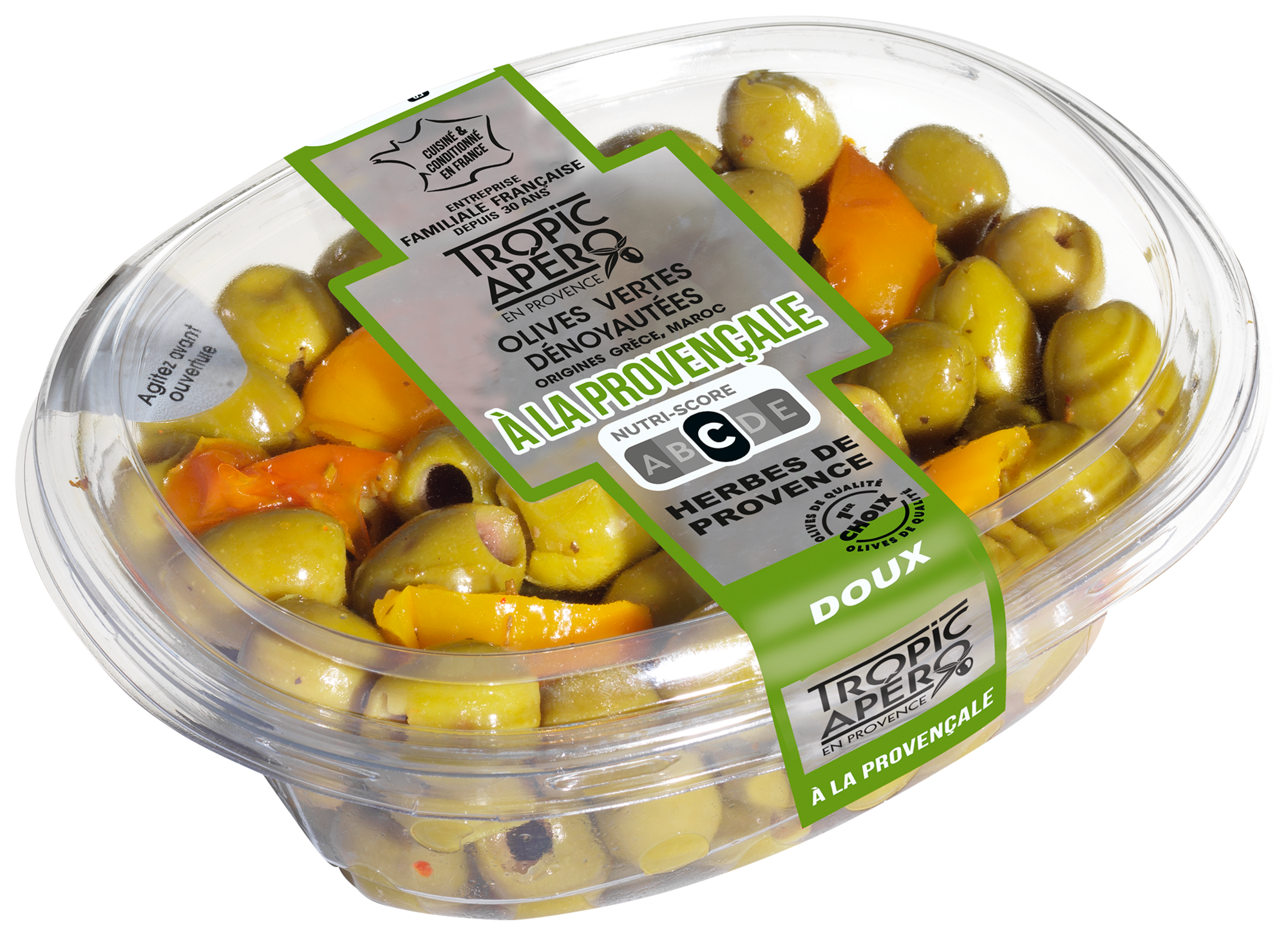 Olives vertes dénoyautées à la provençale