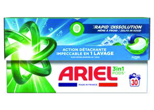 LESSIVE 30 LAVAGES ARIEL LESSIVE CAPSULE ARIEL PODS OU ALPINE