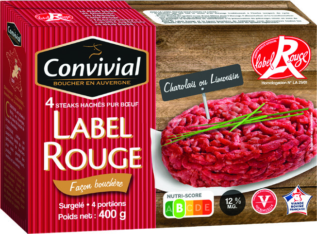 STEAKS HACHÉS PUR BOEUF LABEL ROUGE SURGELÉS