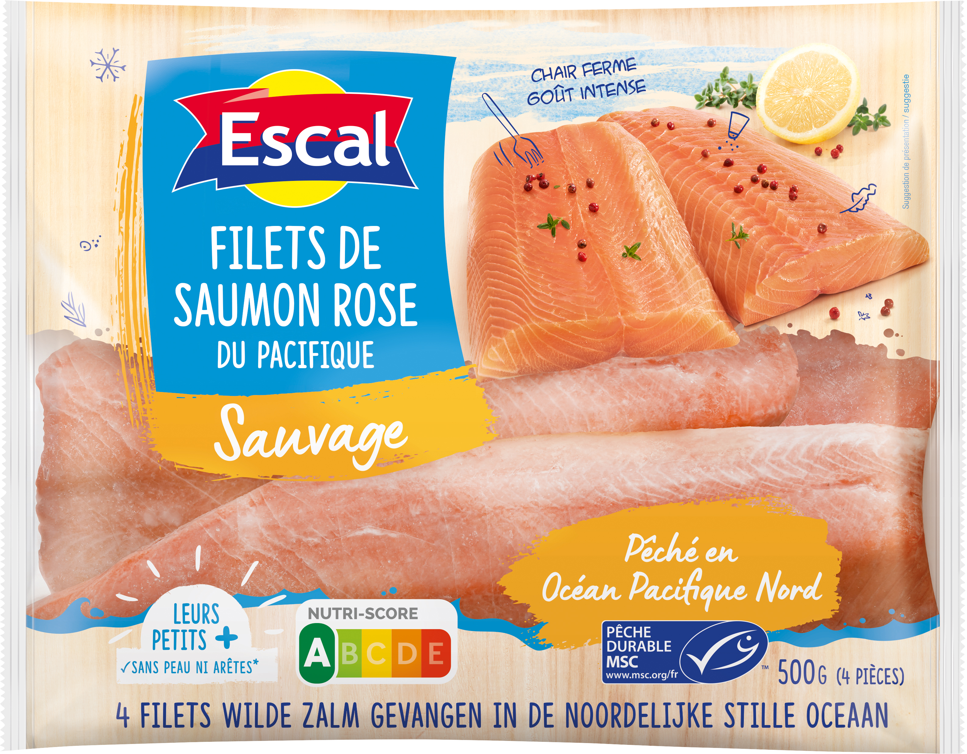 FILETS DE SAUMON ROSE
SAUVAGE MSC SURGELÉS