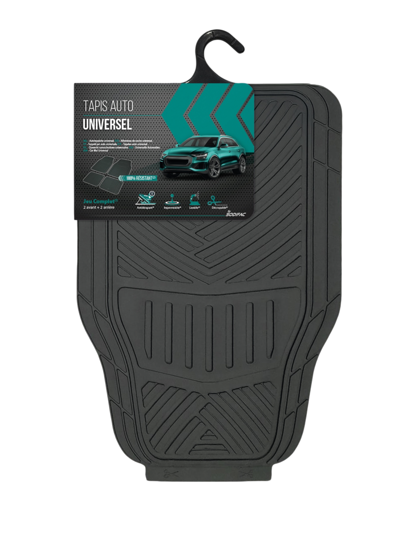 JEU COMPLET DE 4 TAPIS AUTO UNIVERSELS EN PVC