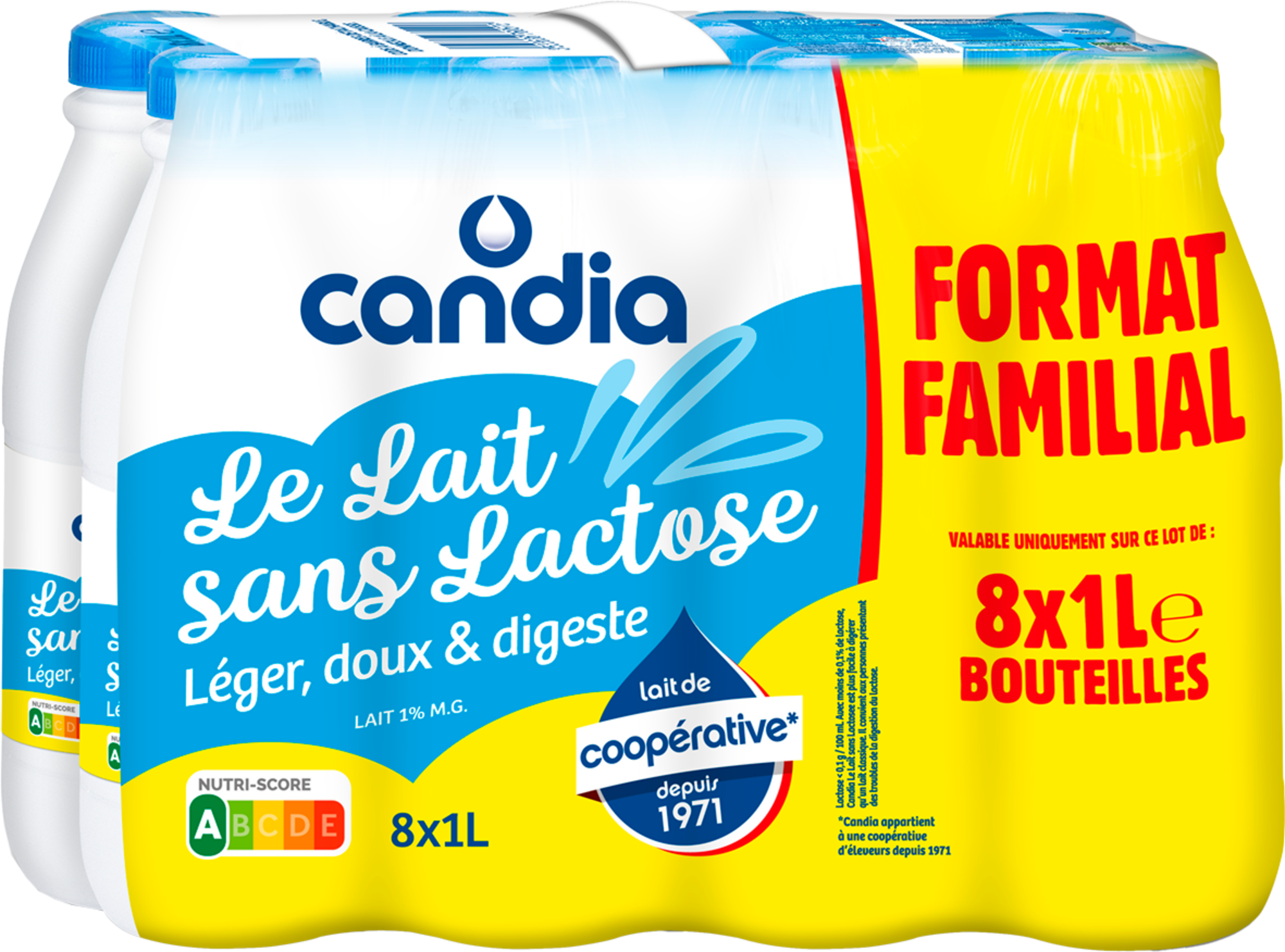 Lait uht sans lactose 1% Mat. Gr. Léger, doux & digeste format familial