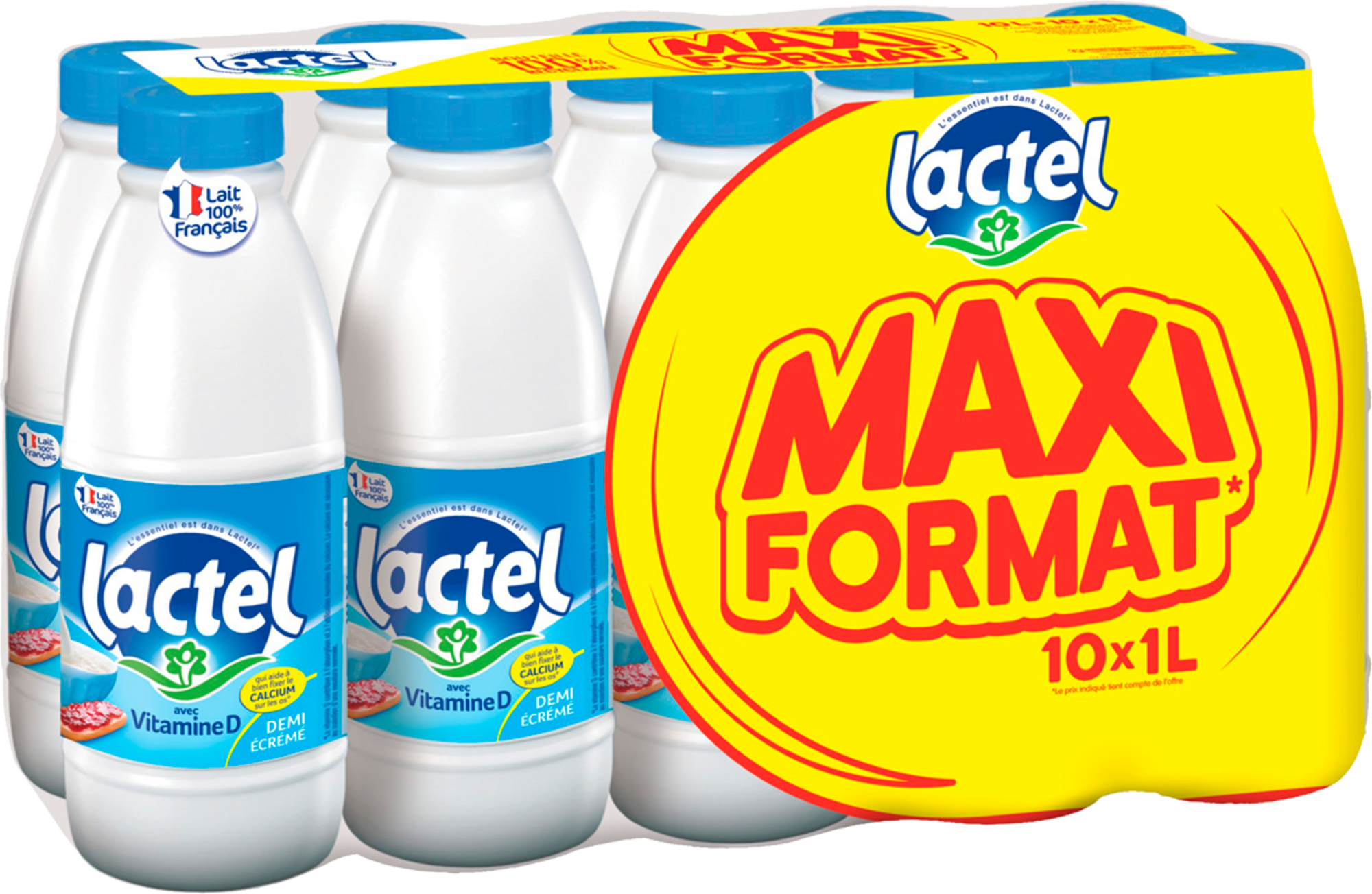 Lait uht vitamine D demi écrémé maxi format