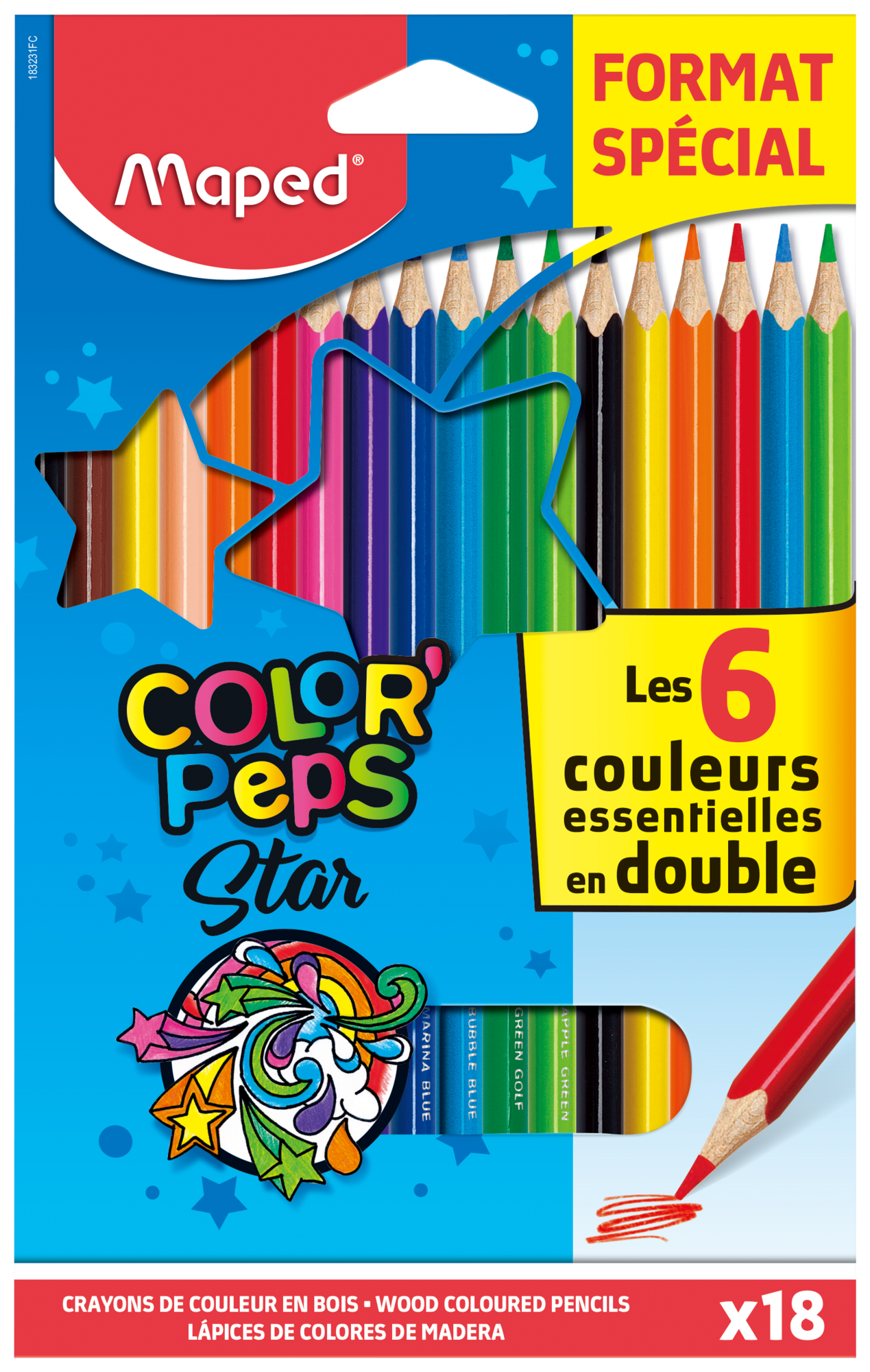 18 CRAYONS DE COULEUR "COLOR' PEPS STAR"