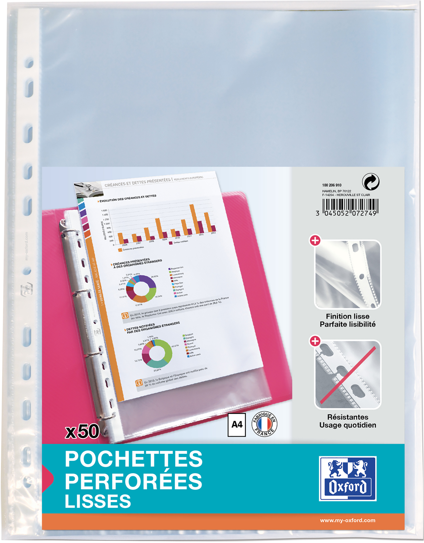 50 POCHETTES
PERFORÉES A4 LISSES