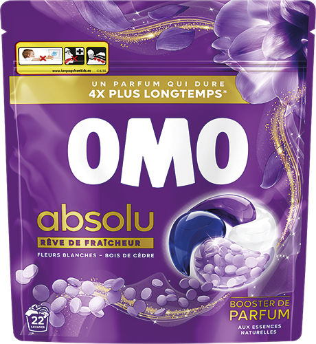 22 CAPSULES DE LESSIVE ABSOLU
RÊVE DE FRAÎCHEUR FLEURS BLANCHES BOIS DE CÈDRE