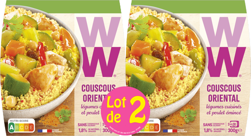 COUSCOUS ORIENTAL LÉGUMES CUISINÉS ET POULET ÉMINCÉ1,8% MAT.GR.