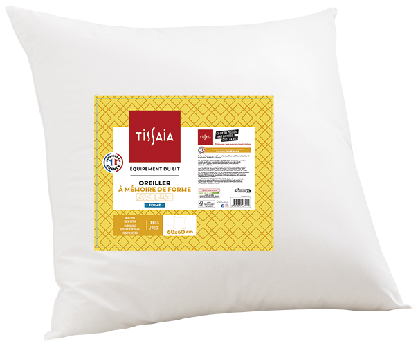 OREILLER MÉMOIRE DE FORME 60X60 CM OU 45X70 CM