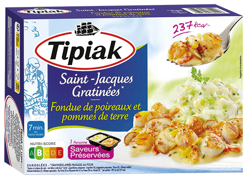 SAINT-JACQUES GRATINÉES FONDUE DE POIREAUX ET POMMES DE TERRE SURGELÉES*