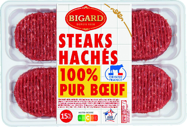 8 STEAKS HACHÉS 100% PUR BOEUF 15% MAT.GR.(6)
