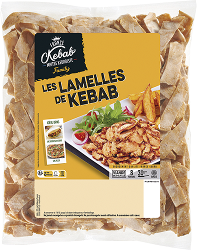 LES LAMELLES DE KEBAB VIANDE DE VOLAILLES SURGELÉES
